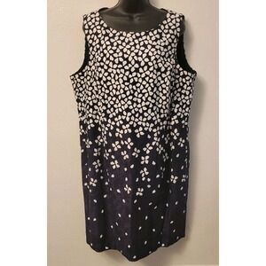 Lauren By Ralph Lauren Cocktail Shift Dress Floral Petal Black Graidient 16W